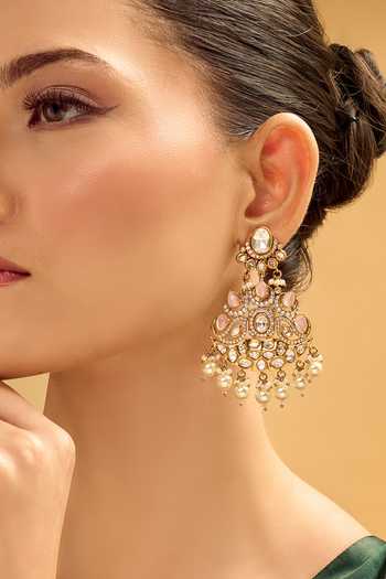 Buy Nazaakat By Samara Singh Pink Crystals, Pearls Light Drop Earrings Online at Aza Fashions Buy_Nazaakat By Samara Singh_Pink Crystals, Pearls Light Drop Earrings _Online_at_Aza_Fashions