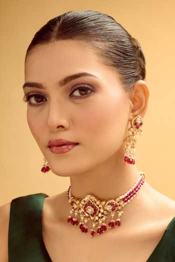 Nazaakat By Samara Singh Ruby Stone Embellished Jewellery Set 