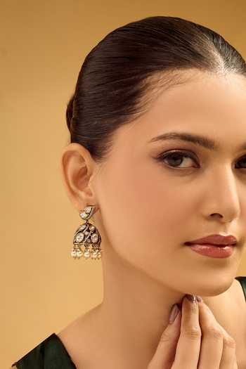 Nazaakat By Samara Singh Gold Jhumka Earrings With Pearl Drops