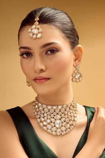 Nazaakat By Samara Singh Gold & White Stone Embellished Jewellery Set 