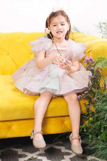 Buy The Lush Affair Pink Cotton, Tulle Caroline Sequin Dress Buy_The Lush Affair_Pink Cotton, Tulle Caroline Sequin Dress