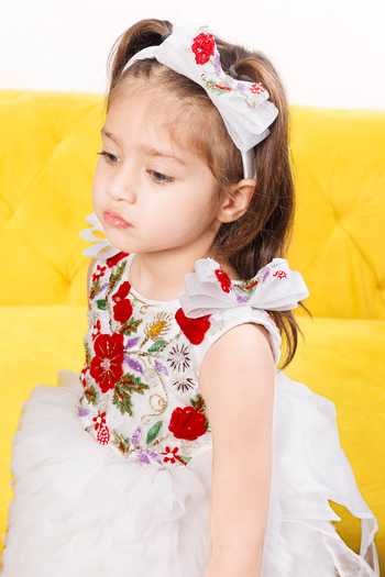 The Lush Affair_White Cotton, Organza, Net Monica Embroidered Dress _Online_at_Aza_Fashions