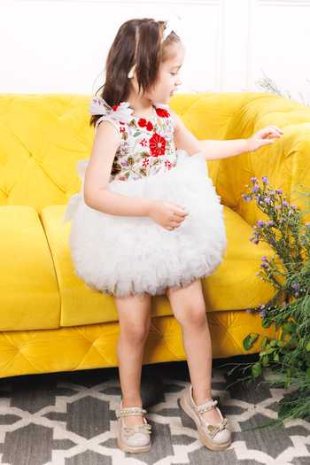Shop_The Lush Affair_White Cotton, Organza, Net Monica Embroidered Dress _Online_at_Aza_Fashions