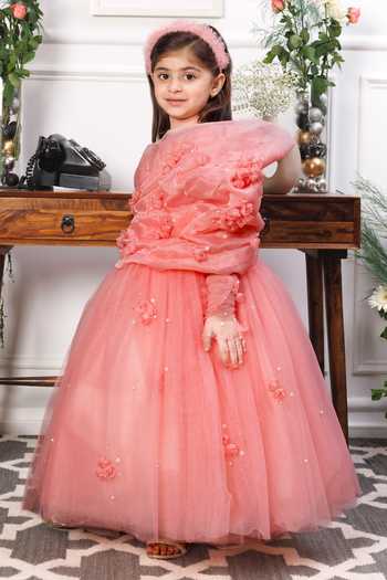 Buy The Lush Affair Pink Cotton, Organza, Net Beads, Pearls, Fabric Flowers Angela Gown And Gloves Online at Aza Fashions Buy_The Lush Affair_Pink Cotton, Organza, Net Beads, Pearls, Fabric Flowers Angela Gown And Gloves _Online_at_Aza_Fashions