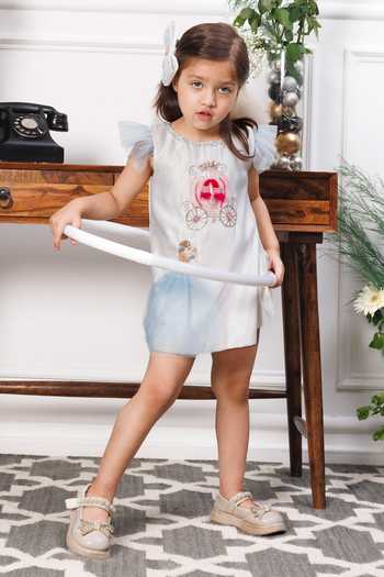 Buy_The Lush Affair_White Satin, Cotton, Tulle Cindrella Embroidered Dress _Online_at_Aza_Fashions