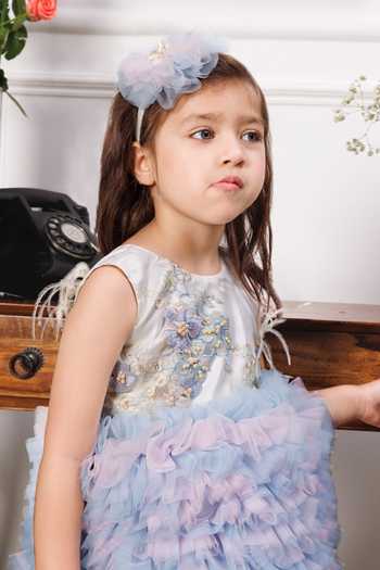 Shop_The Lush Affair_White Cotton, Satin, Tulle Aida Embroidered Dress _Online_at_Aza_Fashions