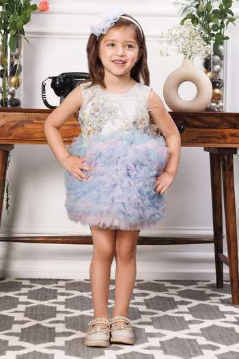 The Lush Affair Aida Embroidered Satin Tulle Dress 