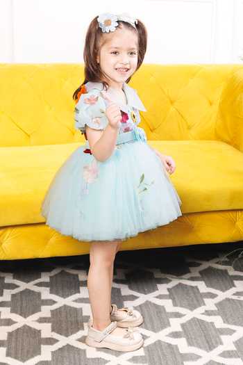 The Lush Affair Blue Cotton, Satin, Tulle Helen Embroidered Dress Online at Aza Fashions The Lush Affair_Blue Cotton, Satin, Tulle Helen Embroidered Dress _Online_at_Aza_Fashions
