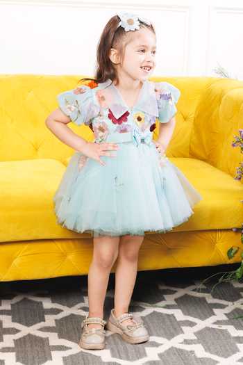 Shop The Lush Affair Blue Cotton, Satin, Tulle Helen Embroidered Dress Online at Aza Fashions Shop_The Lush Affair_Blue Cotton, Satin, Tulle Helen Embroidered Dress _Online_at_Aza_Fashions