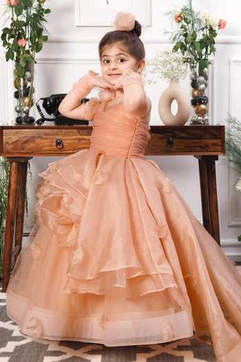 The Lush Affair Gold Cotton, Organza, Satin, Tulle Fabric Flowers Charlene Foral Applique Gown Online at Aza Fashions The Lush Affair_Gold Cotton, Organza, Satin, Tulle Fabric Flowers Charlene Foral Applique Gown _Online_at_Aza_Fashions