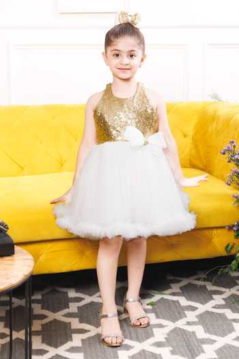 Buy The Lush Affair White Cotton, Satin, Tulle Camilla Sequin Dress Buy_The Lush Affair_White Cotton, Satin, Tulle Camilla Sequin Dress