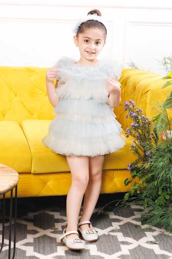 The Lush Affair White Cotton, Satin, Tulle Nina Layered A-line Dress at Aza Fashions The Lush Affair_White Cotton, Satin, Tulle Nina Layered A-line Dress _at_Aza_Fashions