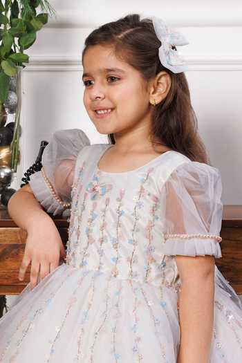 Buy_The Lush Affair_White Cotton, Organza, Satin, Tulle Phillipa Dress _Online_at_Aza_Fashions