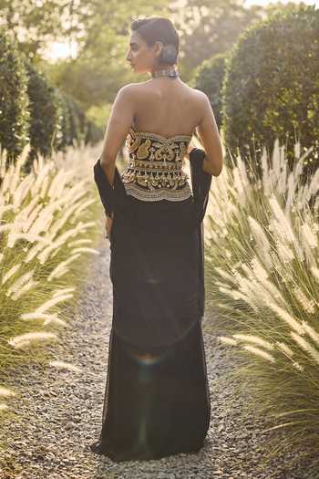 Ridhi Mehra Saga Layered Draped Saree With Embroidered Blouse 