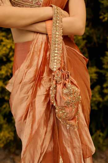 Buy Ridhi Mehra Orange Tissue Sweetheart The Regency Pre-draped Saree With Embroidered Blouse Online at Aza Fashions Buy_Ridhi Mehra_Orange Tissue Sweetheart The Regency Pre-draped Saree With Embroidered Blouse _Online_at_Aza_Fashions