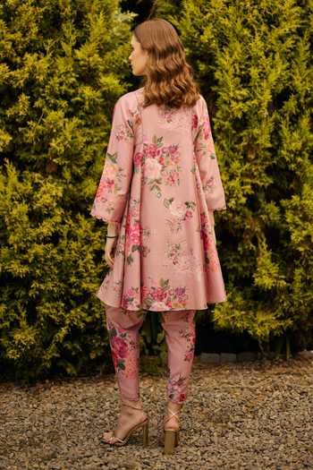 Ridhi Mehra Floral Print Chanderi Kurta & Dhoti Pant Set 