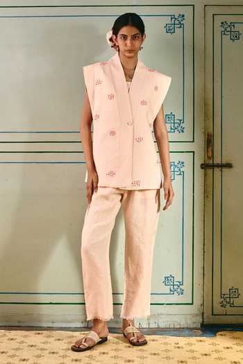 Shop Nirvanaa Demi Cross Embroidered Vest & Pant Set 