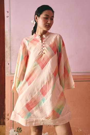 Shop Nirvanaa Camila Checkered Short Dress 