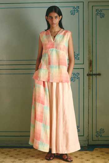 Shop Nirvanaa Roseline Panelled Top & Skirt Set 