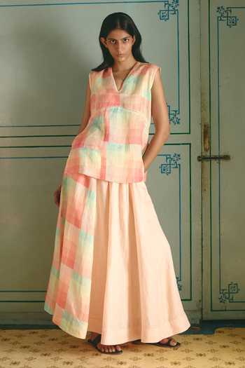 Shop Nirvanaa Roseline Panelled Top & Skirt Set 