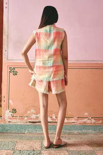 Shop Nirvanaa Mysa Fringe Vest & Shorts Set 