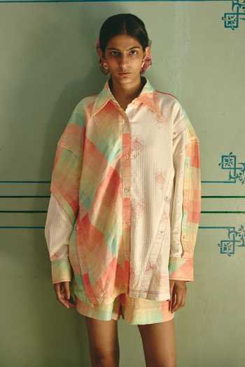 Shop Nirvanaa Kelly Bias Panelled Shirt 