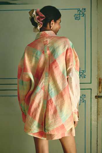Shop Nirvanaa Kelly Bias Panelled Shirt 