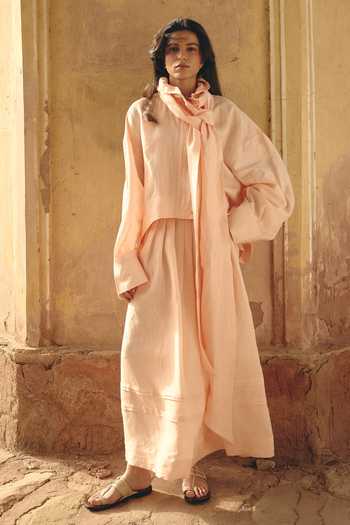 Shop Nirvanaa Rumi Tie Up Shirt With Skirt 