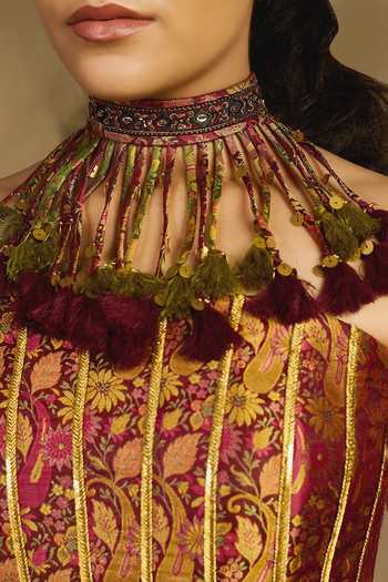 Buy Reeti Arneja Multi Color Handloom Gulaabi Haryali Brocade Corset With Panelled Lehenga Buy_Reeti Arneja_Multi Color Handloom Gulaabi Haryali Brocade Corset With Panelled Lehenga