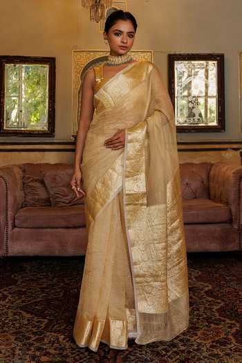 Geroo Jaipur Banarasi Tissue Saree Set 