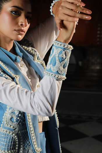 Buy ASHNA VASWANI Blue Denim Embellished Jacket Online at Aza Fashions Buy_ASHNA VASWANI_Blue Denim Embellished Jacket _Online_at_Aza_Fashions