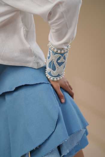 Buy ASHNA VASWANI Blue Denim Embellished Cuff Online at Aza Fashions Buy_ASHNA VASWANI_Blue Denim Embellished Cuff _Online_at_Aza_Fashions