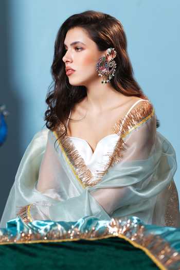 Krutiarts_Multi Color Priyadarshini Sparrow Embroidered Earcuffs _at_Aza_Fashions