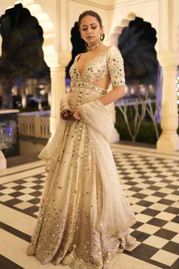 Buy Gopi Vaid Ivory Tussar, Satin, Linen, Net Mirrors, Sequins Aasmi Embroidered Anarkali Set at Aza Fashions Buy_Gopi Vaid_Ivory Tussar, Satin, Linen, Net Mirrors, Sequins Aasmi Embroidered Anarkali Set _at_Aza_Fashions