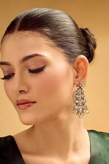 Nazaakat By Samara Singh Gold & White Dangler Earrings 