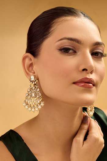 Shop Nazaakat By Samara Singh White Pearls Drop Dangle Earrings Online at Aza Fashions Shop_Nazaakat By Samara Singh_White Pearls Drop Dangle Earrings _Online_at_Aza_Fashions