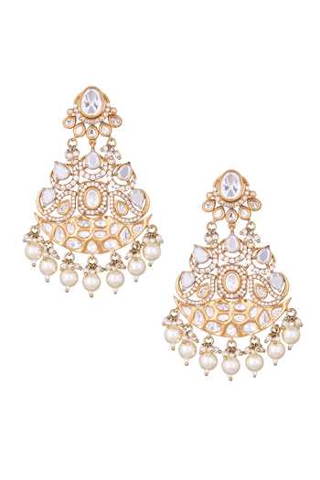 Shop Nazaakat By Samara Singh White Pearls Drop Dangle Earrings at Aza Fashions Shop_Nazaakat By Samara Singh_White Pearls Drop Dangle Earrings _at_Aza_Fashions