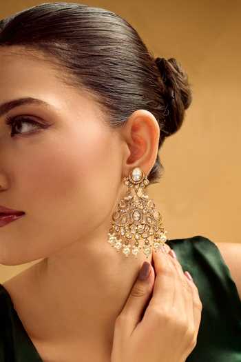 Buy Nazaakat By Samara Singh White Pearls Drop Dangle Earrings at Aza Fashions Buy_Nazaakat By Samara Singh_White Pearls Drop Dangle Earrings _at_Aza_Fashions