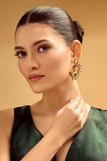 Nazaakat By Samara Singh Red & Green Statement Earrings