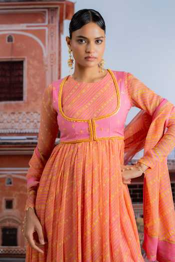 Buy BAISE GABA Pink Chiffon, Muslin Crew Neck, Roopsa Embellished Koti Jacket And Anarkali Set Online at Aza Fashions Buy_BAISE GABA_Pink Chiffon, Muslin Crew Neck, Roopsa Embellished Koti Jacket And Anarkali Set _Online_at_Aza_Fashions