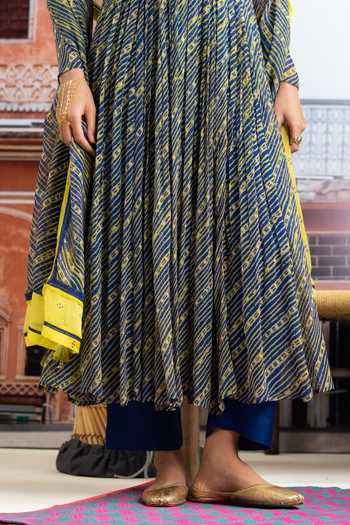 BAISE GABA Blue Chiffon, Muslin Crew Neck, Saanjh Embellished Koti Jacket And Anarkali Set Online at Aza Fashions BAISE GABA_Blue Chiffon, Muslin Crew Neck, Saanjh Embellished Koti Jacket And Anarkali Set _Online_at_Aza_Fashions