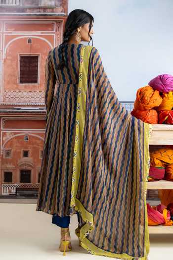 BAISE GABA Safira Zig Zag Print Anarkali Set