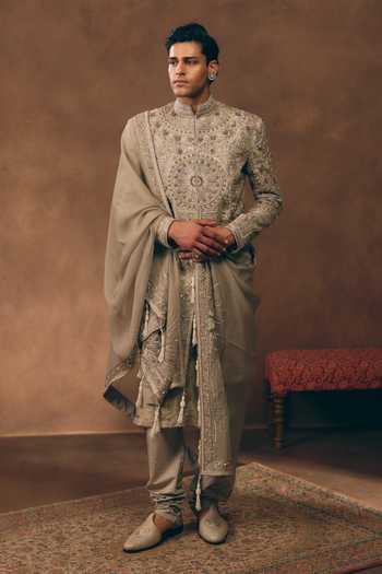 MUKTI AND KAVITH CASA Maharaja Madallion Embroidered Sherwani Set 