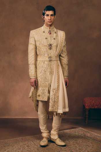 MUKTI AND KAVITH CASA Opulent Heritage Zardozi Work Sherwani Set 