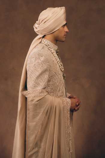 MUKTI AND KAVITH CASA Beige Tissue, Silk Royal Heritage Sherwani Set Online at Aza Fashions MUKTI AND KAVITH CASA_Beige Tissue, Silk Royal Heritage Sherwani Set _Online_at_Aza_Fashions