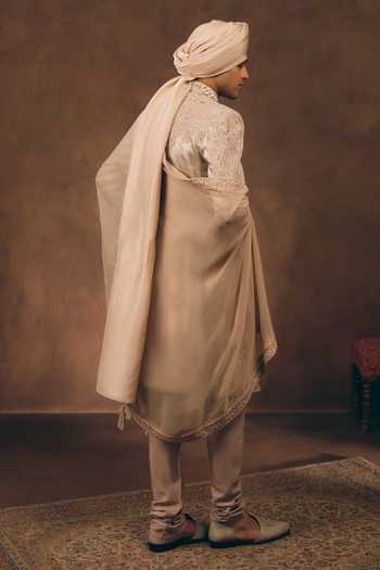 MUKTI AND KAVITH CASA Beige Royal Heritage Sherwani Set 