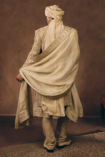 MUKTI AND KAVITH CASA Gold Signature Embellished Sherwani Set 