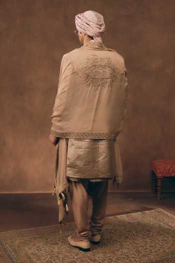 MUKTI AND KAVITH CASA Beige Heritage Embroidered Sherwani Set 