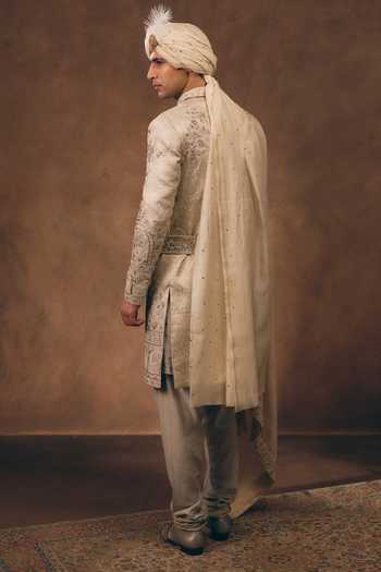MUKTI AND KAVITH CASA Ivory Signature Royal Sherwani Set 
