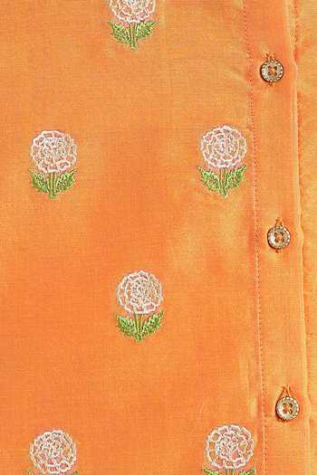 Buy Tiber Taber Orange Chanderi Marigold Embroidered Kurta And Dhoti Pant Set Buy_Tiber Taber_Orange Chanderi Marigold Embroidered Kurta And Dhoti Pant Set